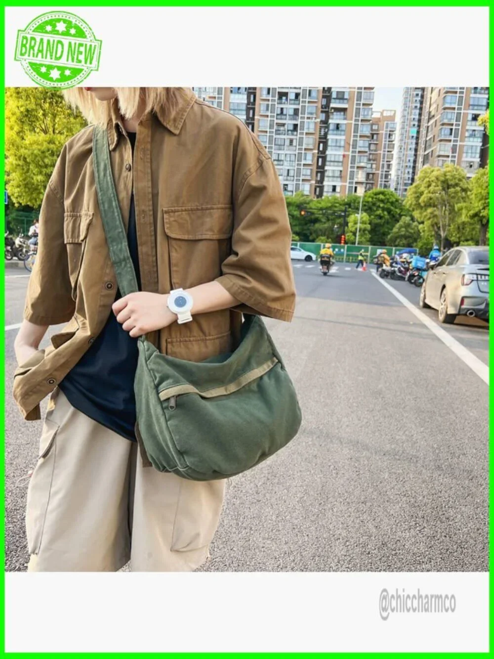 Canvas Hobo Crossbody Bag Adjustable Strap Large Capacity Tote Handbag